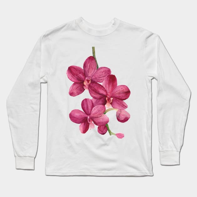 Pink Orchid Long Sleeve T-Shirt by artofsuff